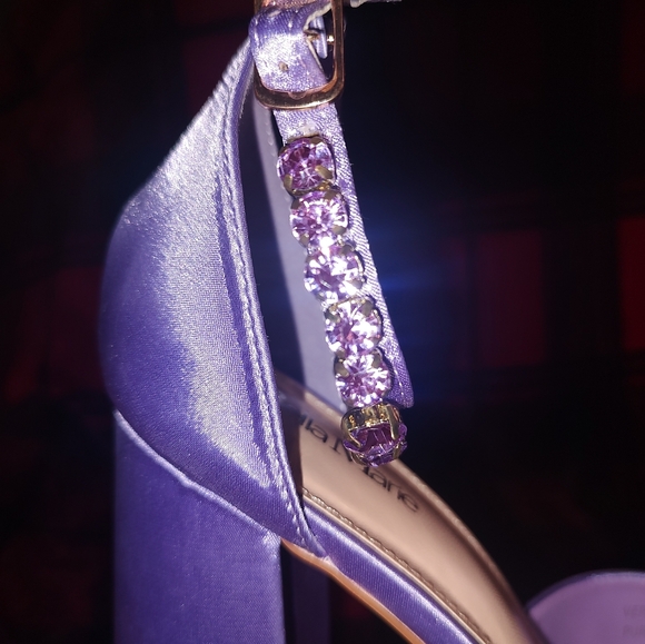 Lilac Purple Satin Platform Rave Heels - Picture 3 of 3